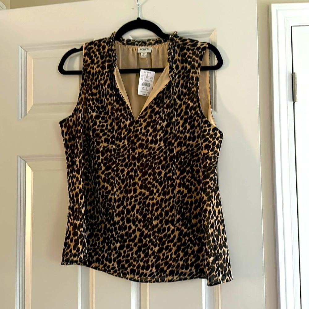 NWT J. Crew Tie Neck Leopard Print Tank